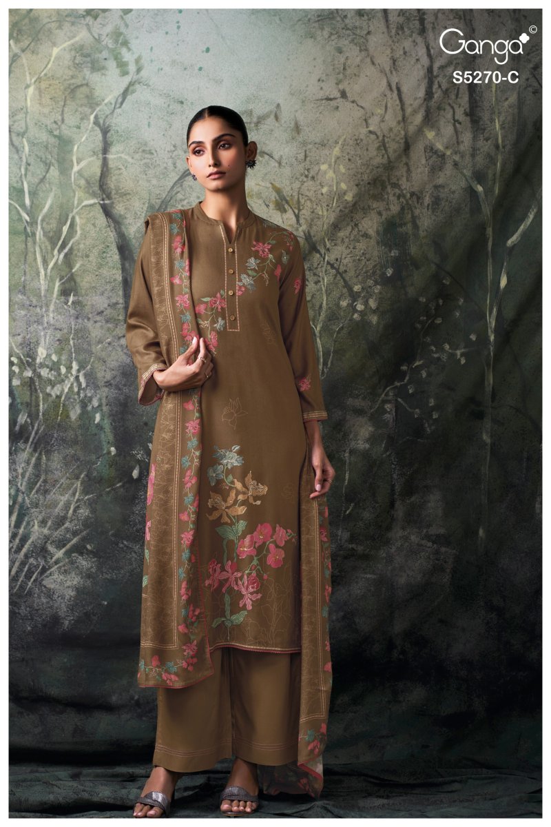 Yutisha 5270 By Ganga Wool Pashmina Dress Material